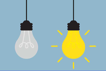 leuchtende und nicht leuchtende animierte Glühbirnen